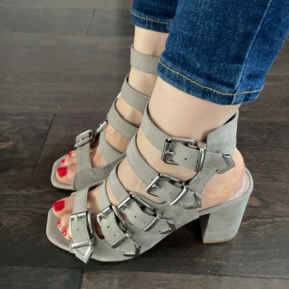 Topshop grey suede high heel sandal. Never worn. - Picture 2 of 8